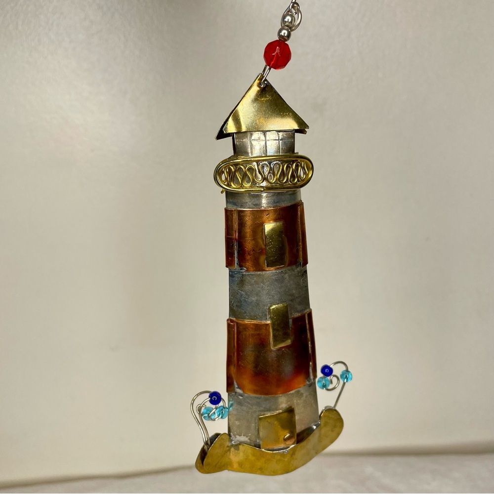 Lighthouse Ornament Metal Christmas Copper Xmas Decor Holiday Gift Present